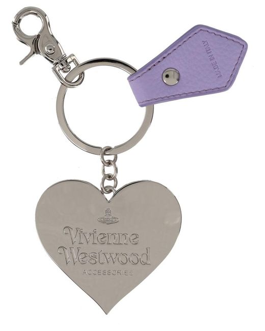 Vivienne Westwood Purple "Mirror Heart" Keychain
