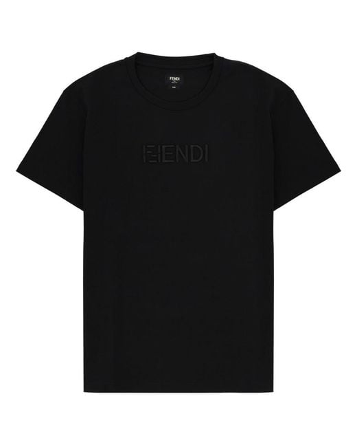 Fendi Black T Shirt Con Logo 3 D