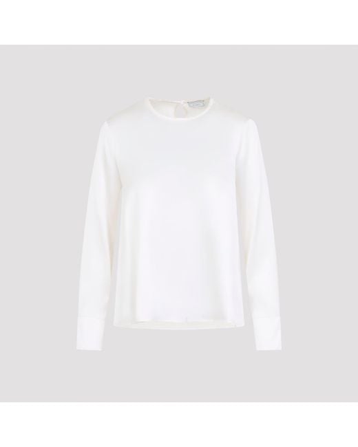Peserico White Silk Blouse