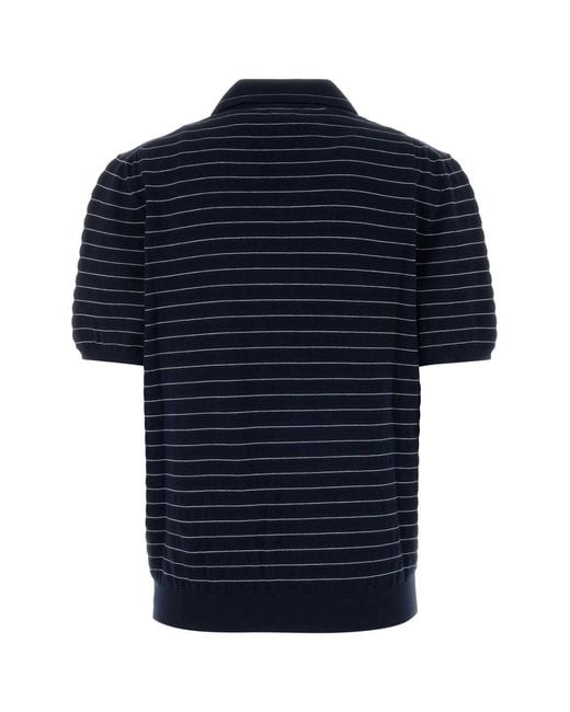 Miu Miu Blue Embroidered Cotton Polo Shirt