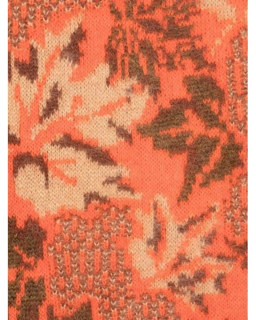 ERL Orange Round Neck Jacquard Scarf Knit Accessories