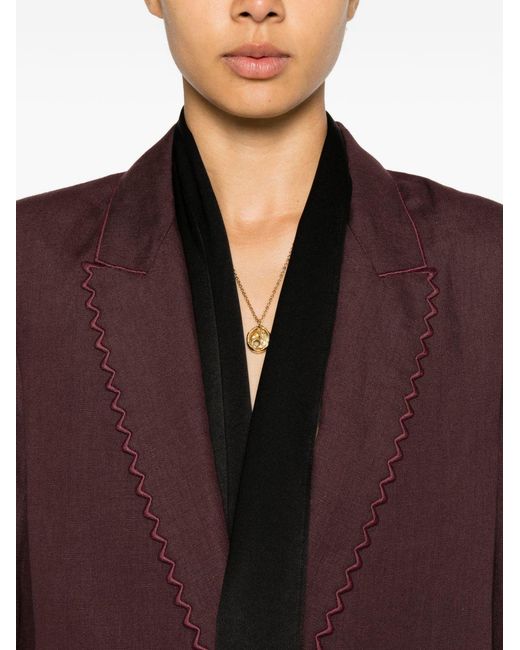 Forte_forte Purple Linen Single-Breasted Jacket