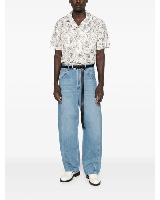 Golden Goose Deluxe Brand White Journey M's Short Sleeves Boxy Shirt Pasifae Printed Cotton