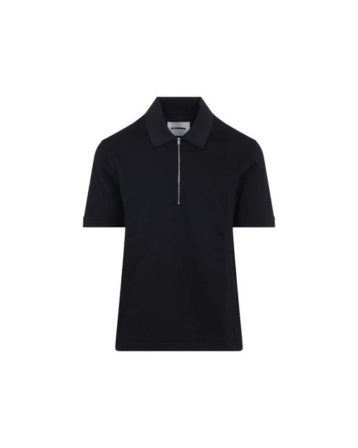 Jil Sander Black Knitted Collar Polo