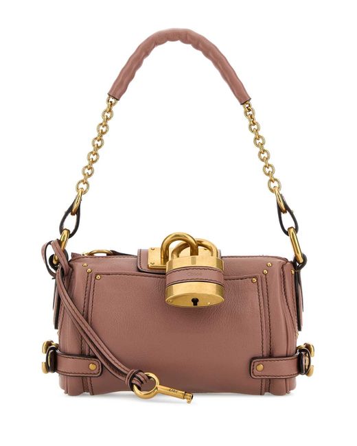 Chloé Brown Antiqued Pink Leather Small Paddington Shoulder Bag