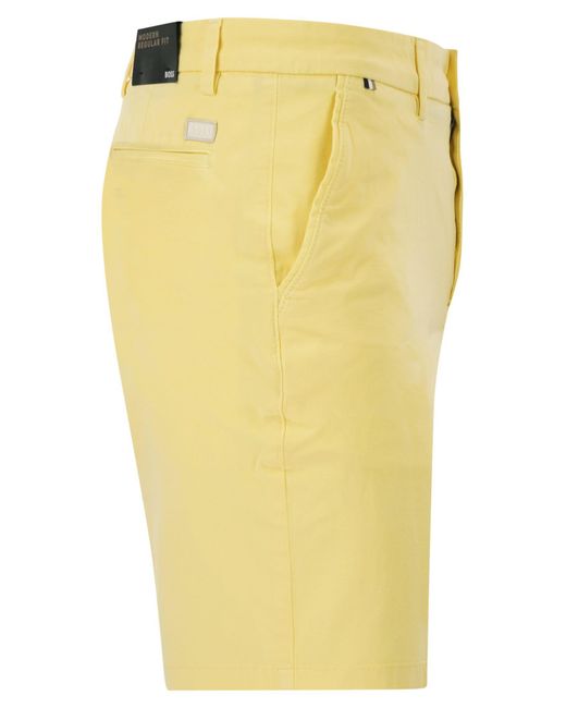 Boss Yellow Stretch Cotton Chino Shorts for men