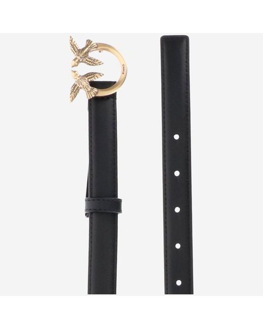 Pinko Black Love Berry Leather Belt