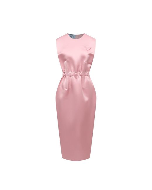 Prada Pink Silk Midi Kleid