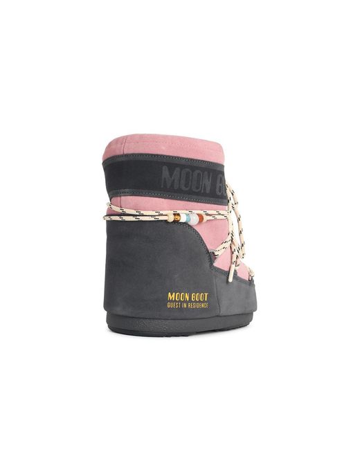 Moonboot Pink 'Icon Low' Suede Boots