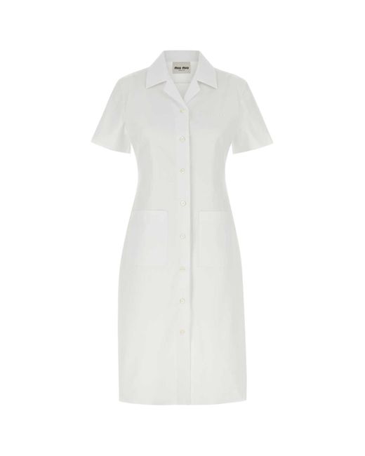 Miu Miu White Poplin Dress