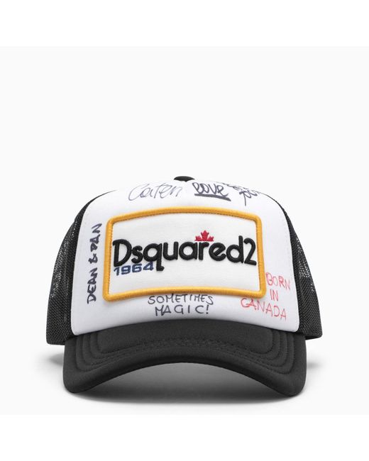 DSquared² Black/white Hat With Logo for Men | Lyst