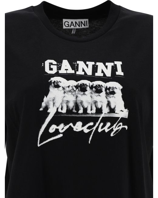 Camiseta de "amor de cachorro" de Ganni de color Black