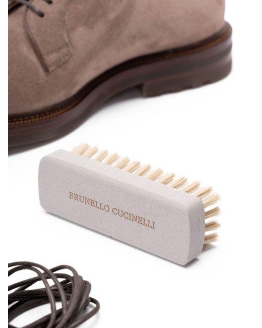 Brunello Cucinelli Brown Wildleder Leder Schnürschuhe