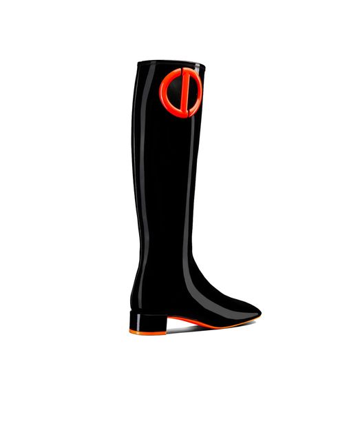 Dior Black Patent Leather Knee Boots