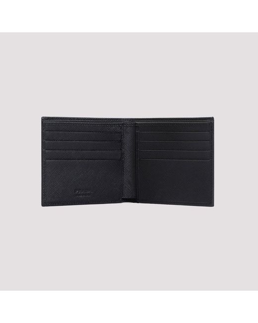 Prada Black Sleek Mini Wallet For Modern for men