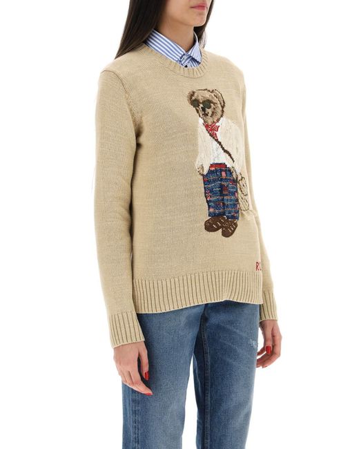 Suéter de algodón con osito de de Polo Ralph Lauren de color Neutro | Lyst