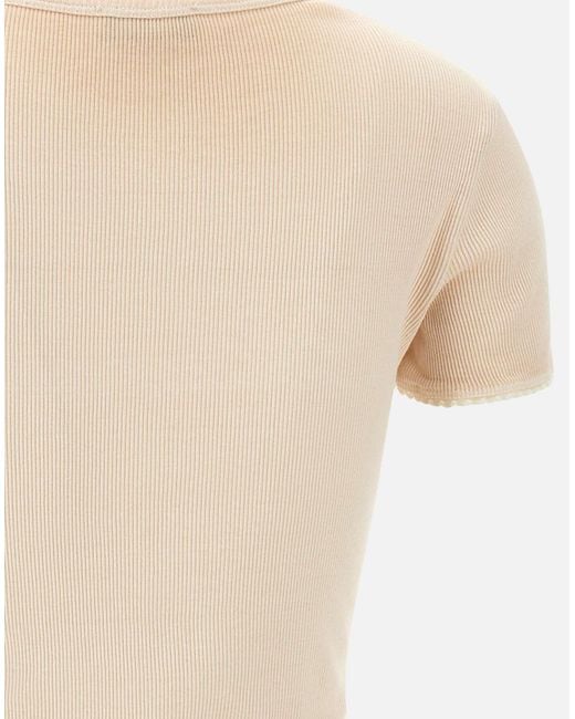 Blumarine Roze Strass Geborduurd Katoenen T -shirt in het Natural