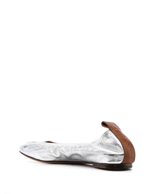 Lanvin White Metallic Leather Ballerina Shoes for men