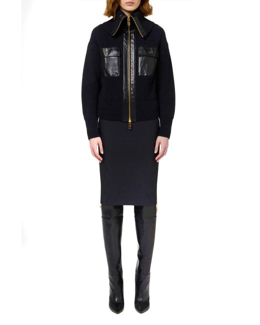 Elisabetta Franchi Blue Zip Detail Crepe Skirt