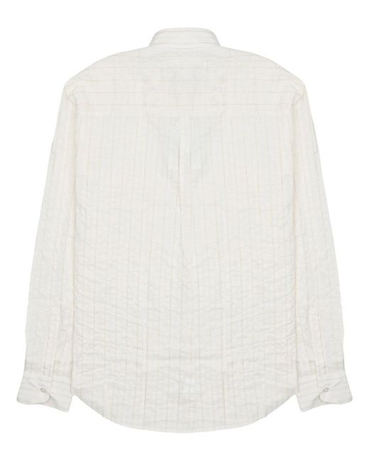 Costumein White Striped Button-Up Shirt for men