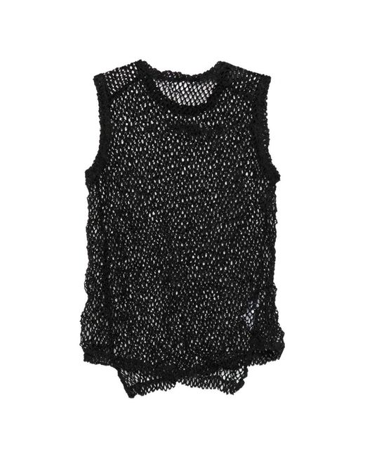 Comme des Garçons Asymmetrische Top Met Mesh in het Black