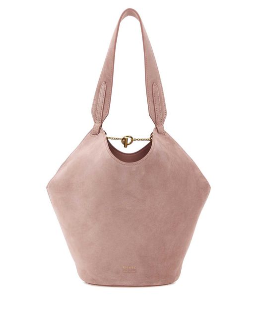Khaite Pink Suede Mini Lotus Shoulder Bag