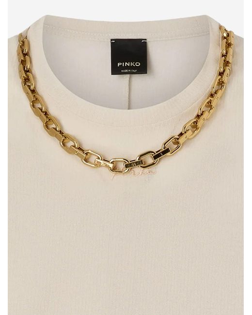 Pinko Natural Kimberly Cropped Sweater With Chain