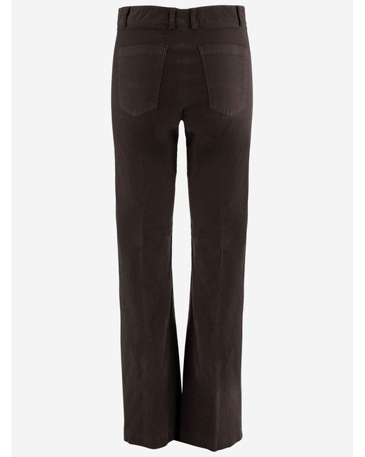 QL2 Donna Black Stretch Cotton Velvet Pants