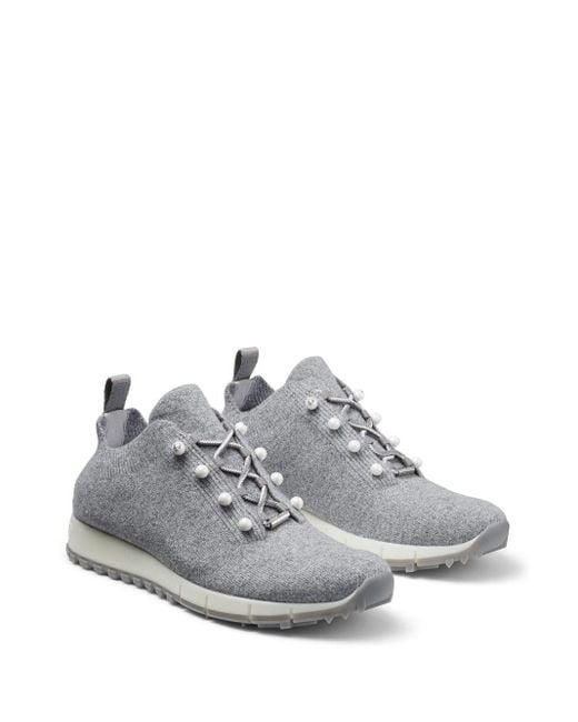 Jimmy Choo White Veles Pearl Embellished Sneakers