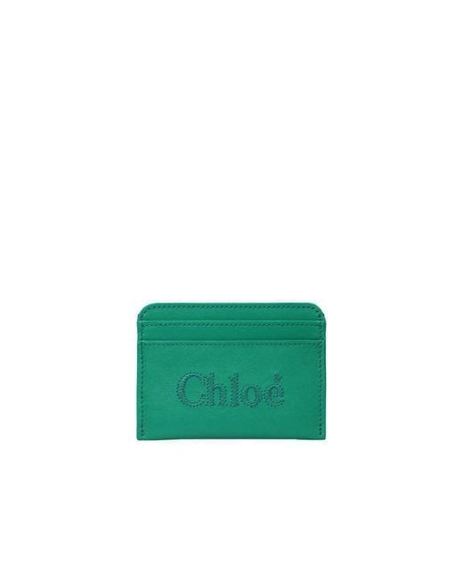 Chloé Green Chloè Leather Card Holder