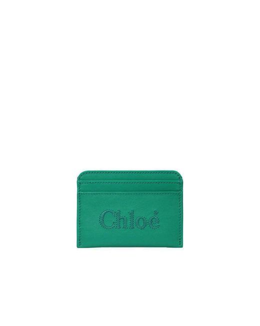 Soporte de tarjeta de cuero Chloe 'Chloè Chloé de color Green