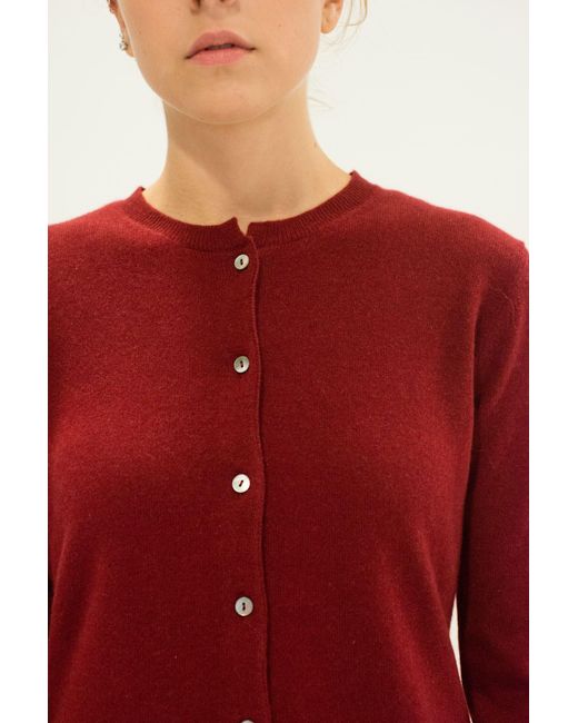 LA ROSE Red Cashmere Cardigan