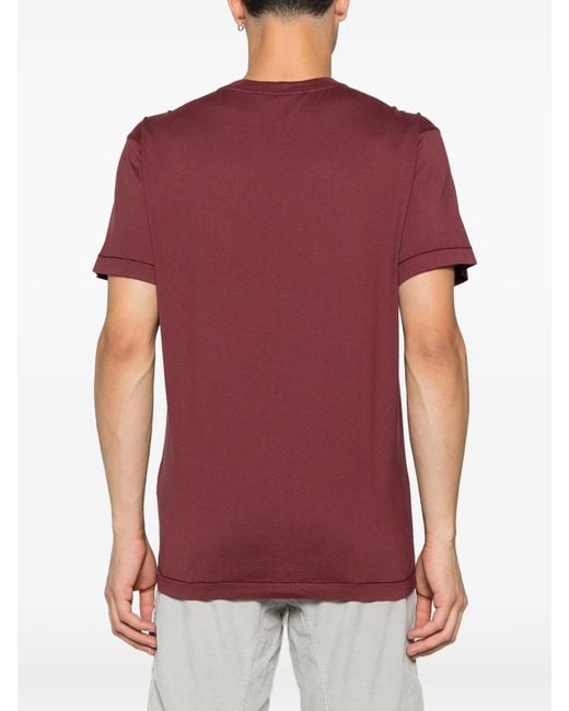 Stone Island Red 60/2 Cotton Jersey Garment Dyed Ss T-Shirt for men
