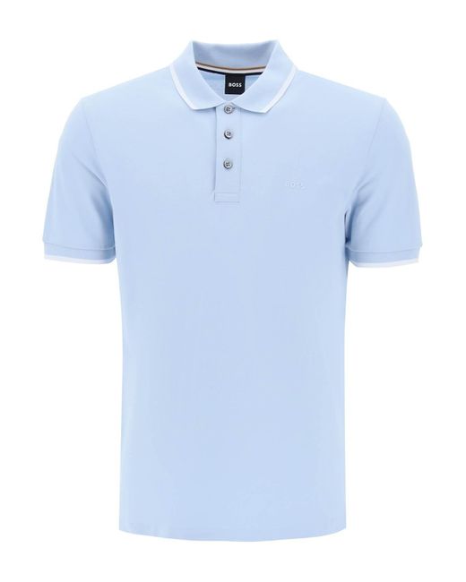 Boss Polo -Shirt mit kontrastierenden Kanten in Blue für Herren