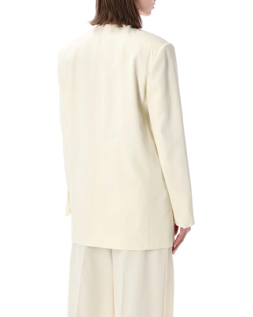 Alberta Ferretti White Double-Breasted Button Blazer