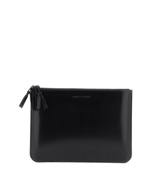 Comme des Garçons Comme des Garcons Brieftasche gebürstete Leder -Multi -Zip -Beutel mit in Black für Herren