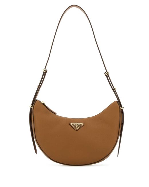 Prada Brown Camel Leather Shoulder Bag
