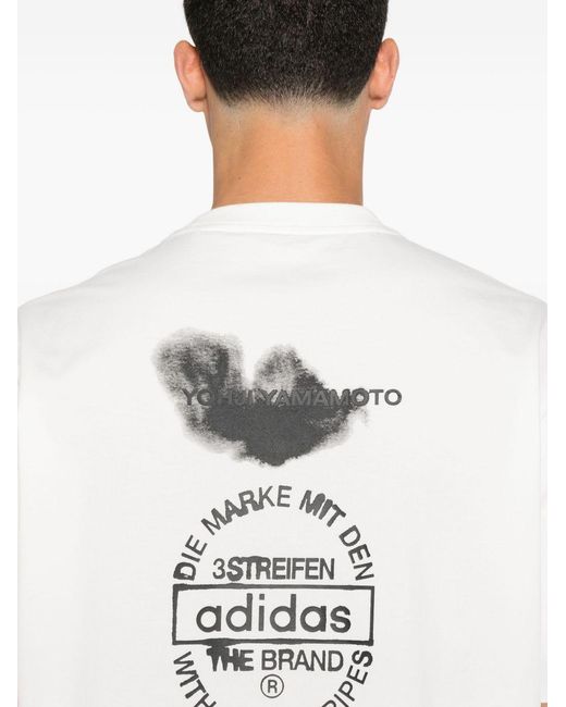 Y-3 White Logo Cotton T-Shirt for men