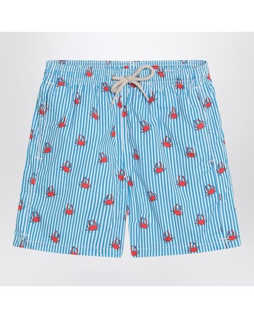 Mc2 Saint Barth Blue Comfort Light Swimsuit With Crabs for men
