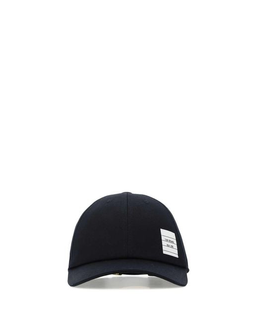 Thom Browne Black Midnight Cotton Baseball Cap for men