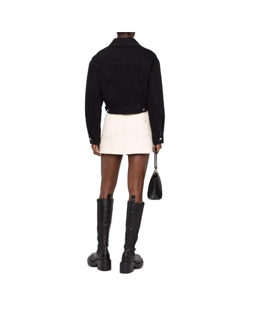 McQueen Black Cropped Denim Jacket For