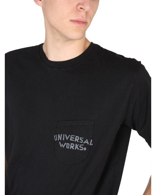 Universal Works Black Crewneck T Shirt for men