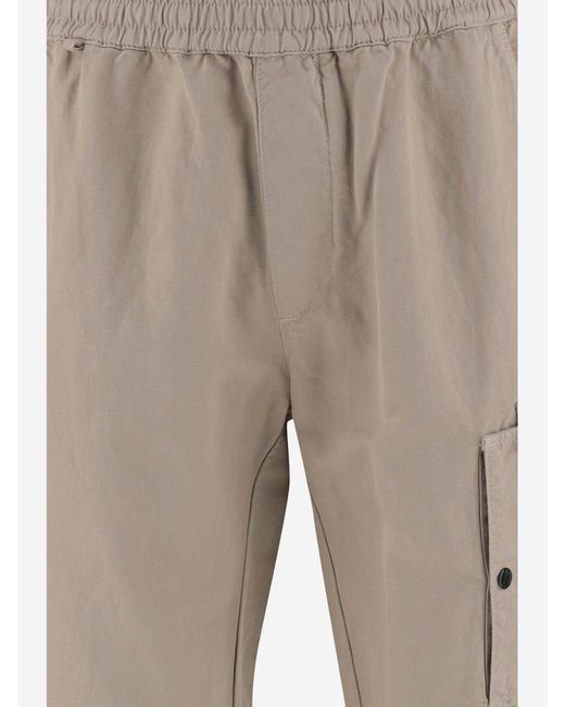 C P Company Natural Cotton And Linen Logo Pants for men