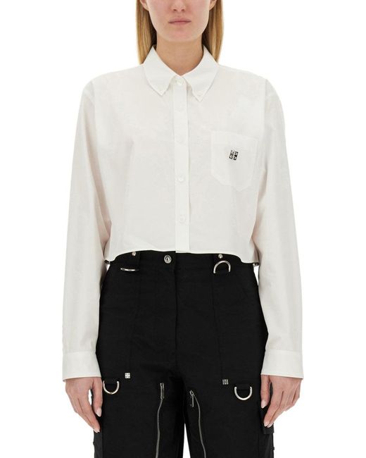 Givenchy White 4G-Plaque Cropped Shirt