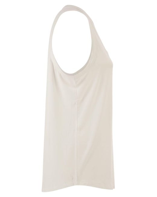 Majestic White Sleeveless Stretch Viscose Top With Wide Neckline