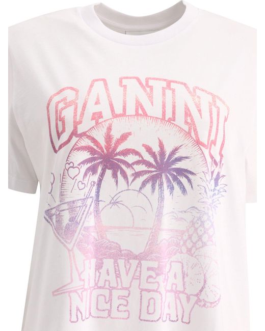Ganni "fijne Dag" T -shirt in het Pink