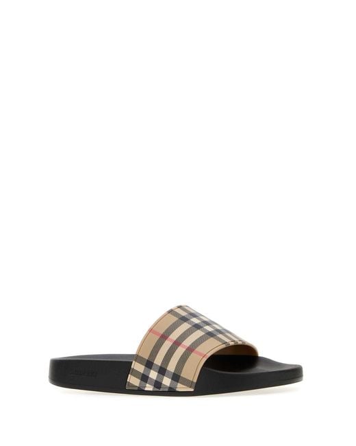 Burberry White Checks Slides