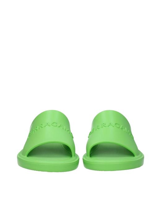 Ferragamo Green Geneva Flip Flops And Clogs/Lime Rubber
