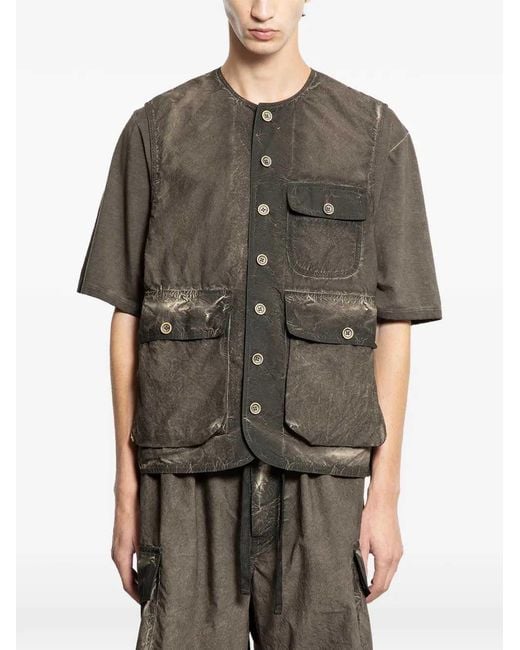 Uma Wang Natural Vest With Flap And Button Pocket