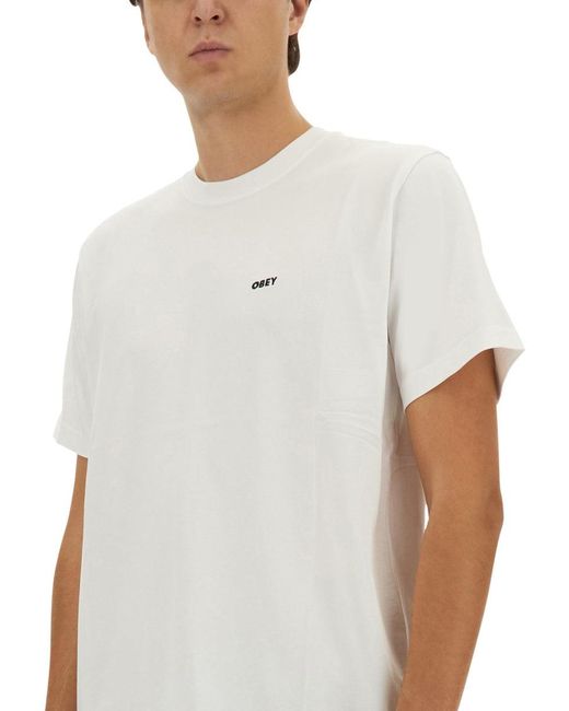 Obey White T-Shirt With Logo for men